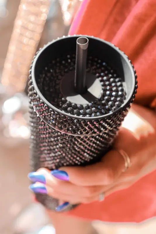 Green full rhinestone straw cup - accessories