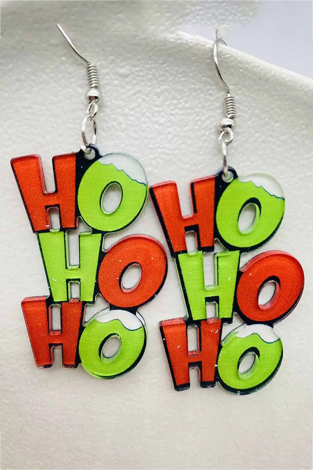 Green ho dangle christmas earrings - one size / 100% viscose