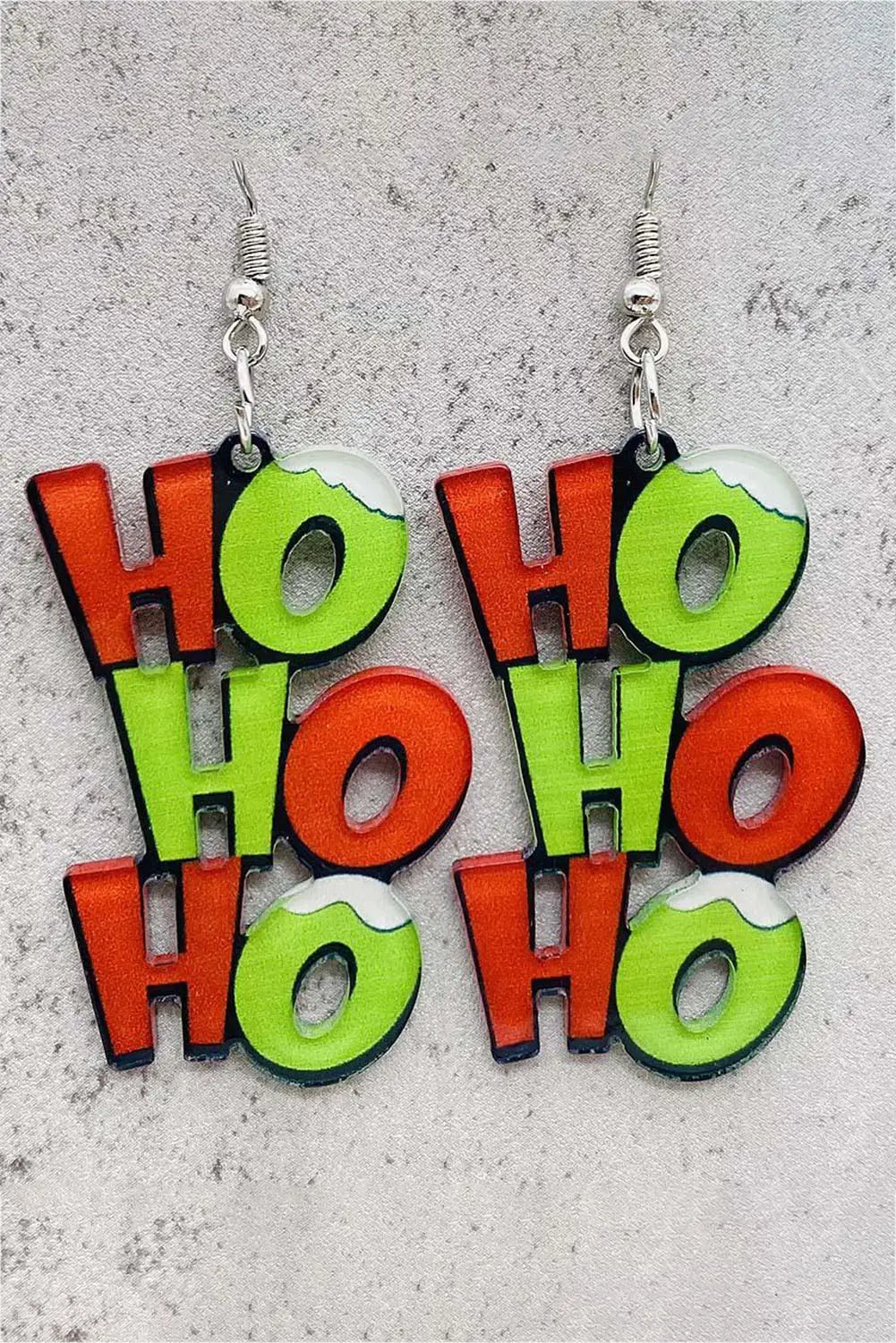 Green ho dangle christmas earrings - one size / 100% viscose