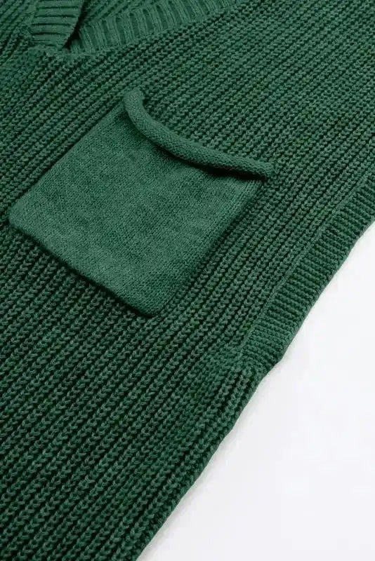 Green Knitted V Neck Sweater and Casual Pants Set - Fashionfitz