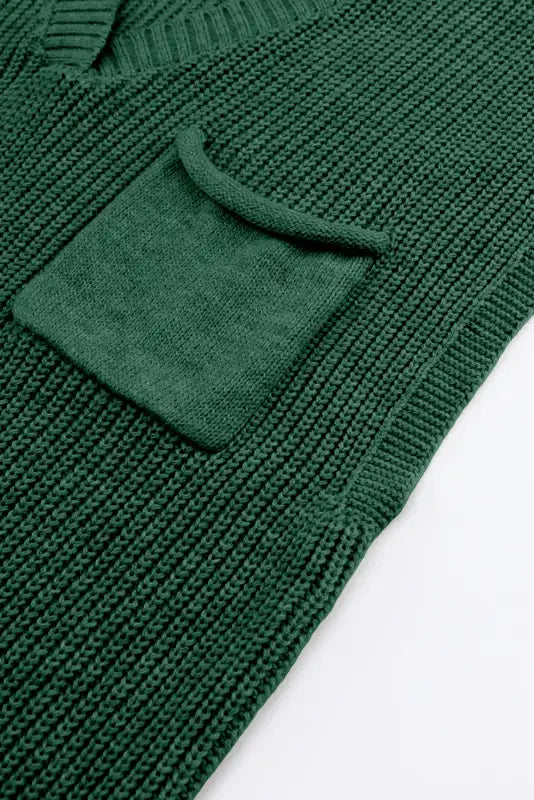 Green knitted v neck sweater and casual pants set - loungewear