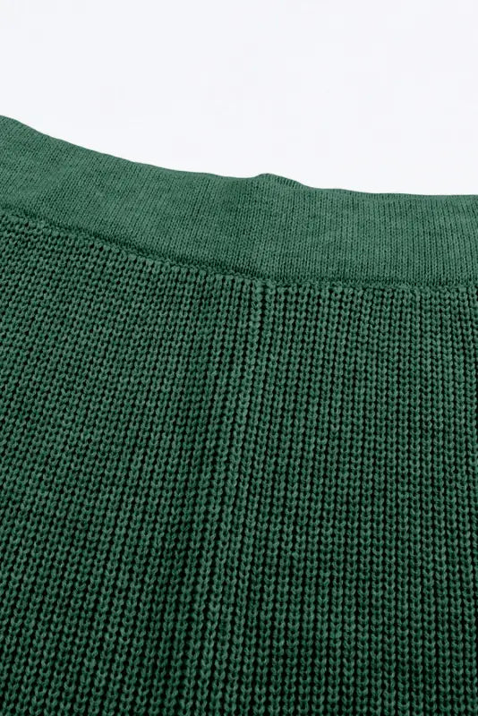 Green knitted v neck sweater and casual pants set - loungewear