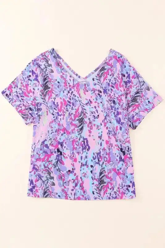 Green Loose Painted Floral Tee - Fashionfitz