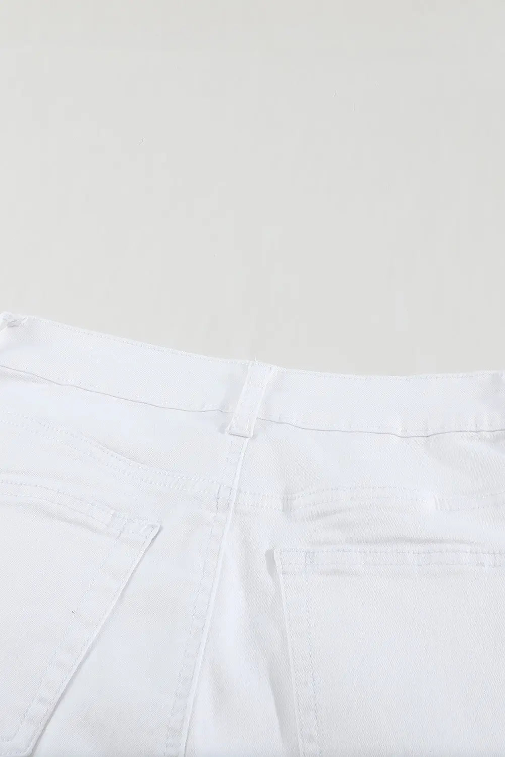Green plain high waist buttons frayed cropped denim jeans