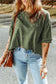 Green plus size ripped half sleeve blouse