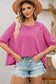 Green plus size ripped half sleeve blouse