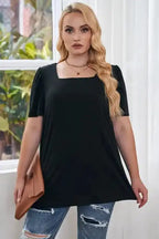 Green Plus Size Square Neck Top - Fashionfitz