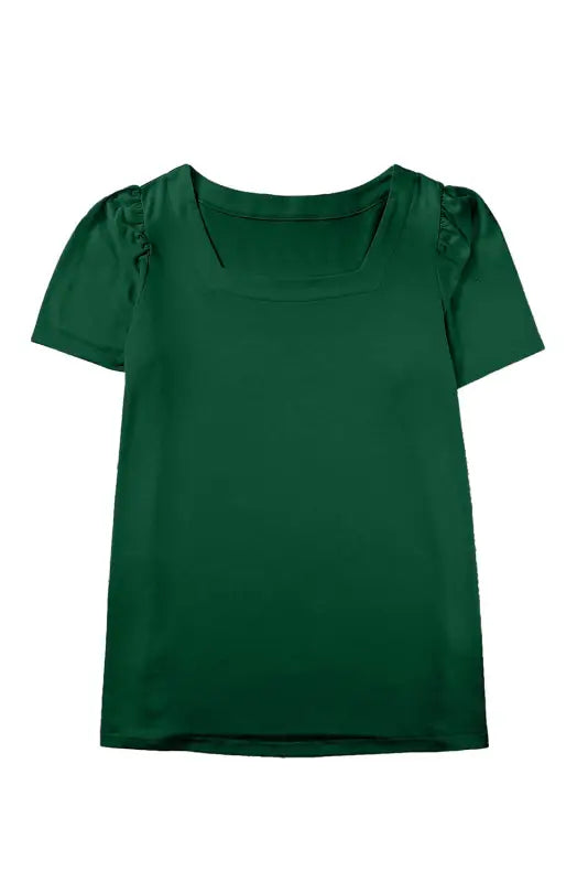 Green plus size square neck top - tops & tees