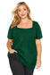 Green plus size square neck top - tops & tees