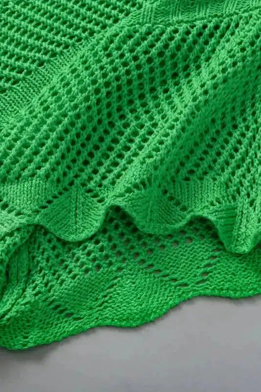Green Pointelle Knit Top - Fashionfitz