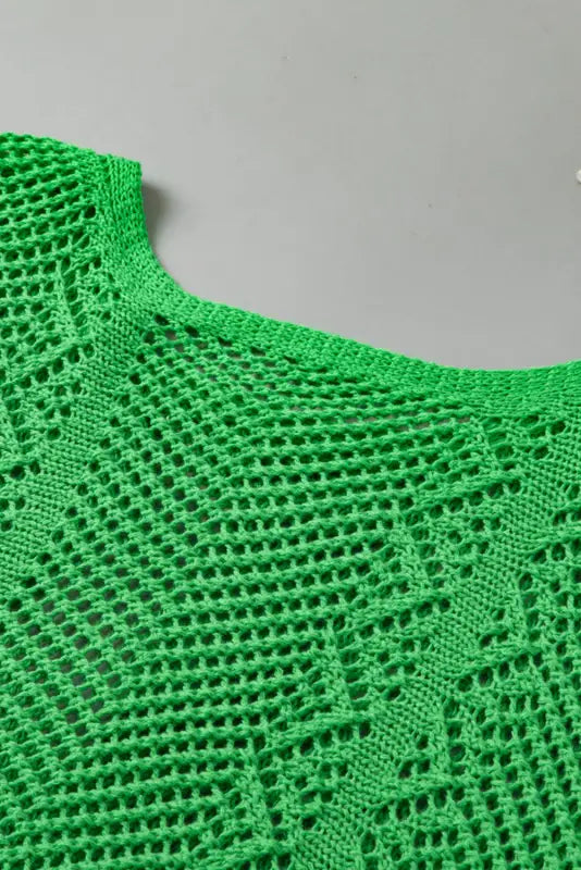 Green pointelle knit top