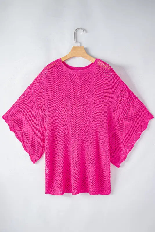 Green pointelle knit top