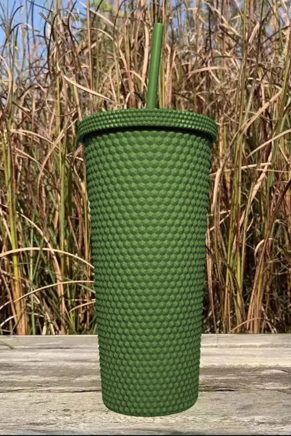 Green reusable matte plastic tumbler cup - one size / ps - tumblers