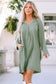 Green roll-tab sleeve flowy casual dress - mini dresses