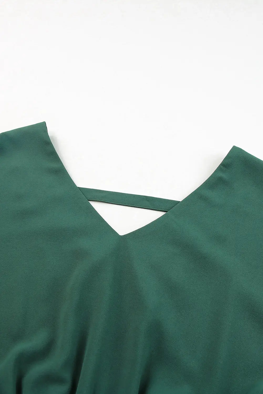 Green ruffled v neck high waist mini dress - dresses