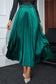 Green satin pleated maxi skirt - skirts