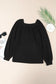 Green scoop neck puff sleeve waffle knit top - long tops