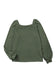 Green scoop neck puff sleeve waffle knit top - long tops