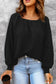 Green scoop neck puff sleeve waffle knit top - black / s / 95% polyester + 5% elastane - long tops