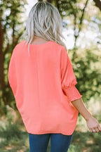 Green Smocked Wrist Shift Top - Fashionfitz