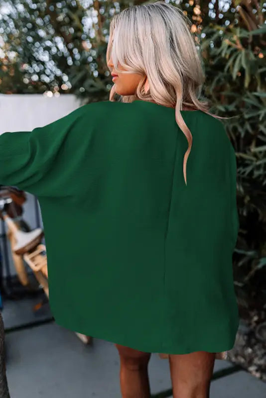 Green smocked wrist shift top - blouses & shirts