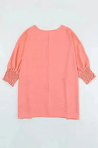 Green Smocked Wrist Shift Top - Fashionfitz