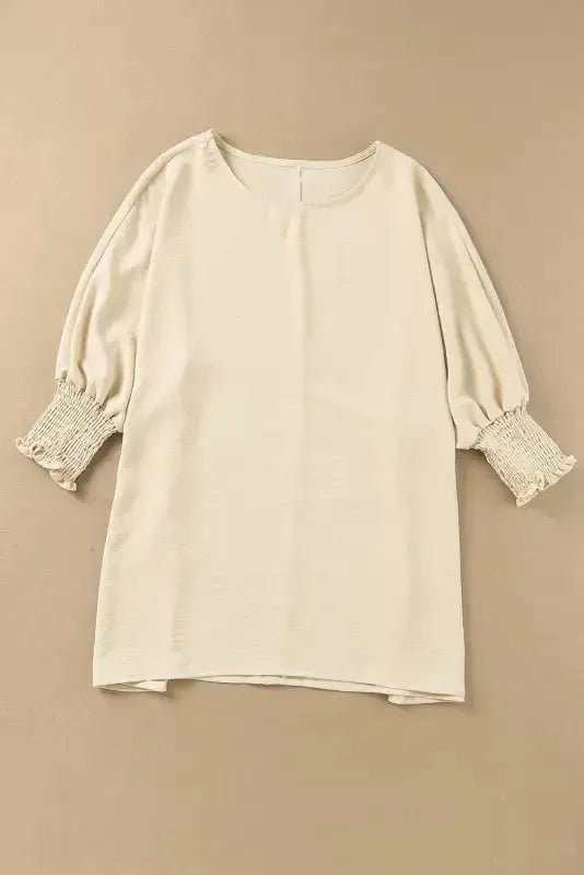 Green Smocked Wrist Shift Top - Fashionfitz