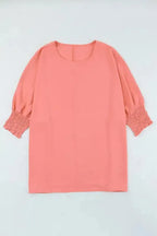 Green Smocked Wrist Shift Top - Fashionfitz