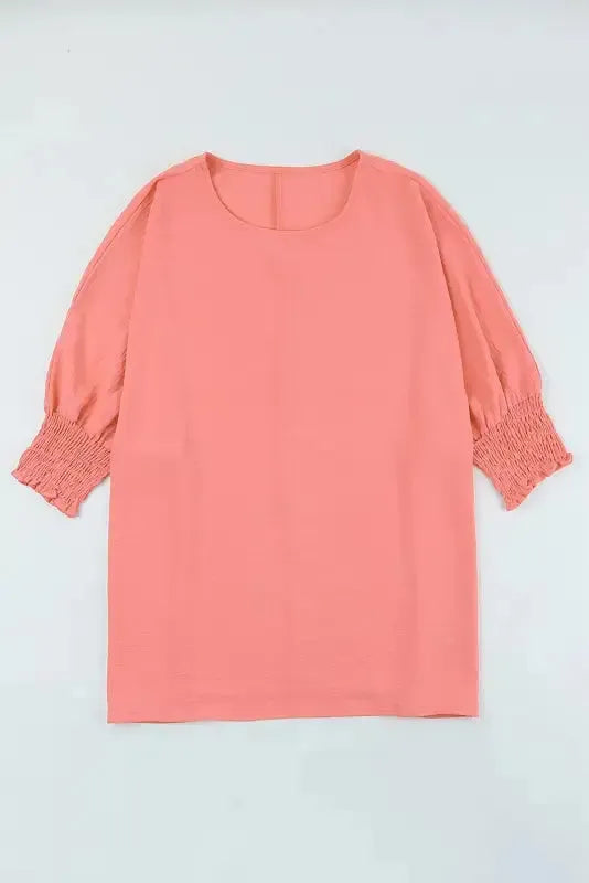 Green Smocked Wrist Shift Top - Fashionfitz