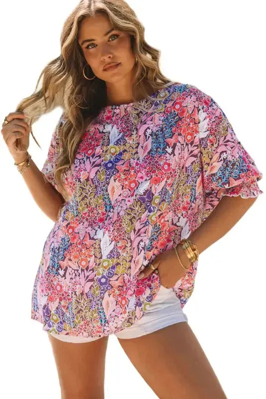 Green Smocked Wrist Shift Top - Fashionfitz