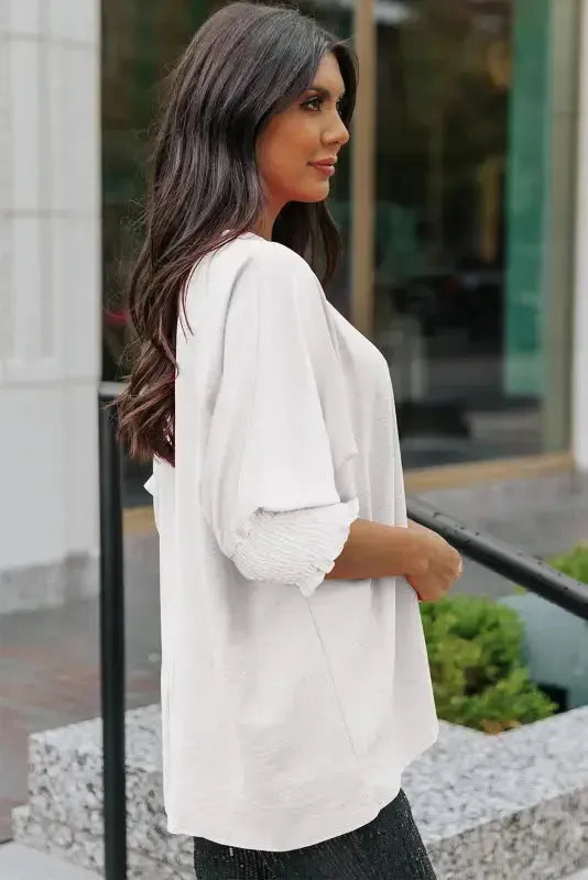 Green Smocked Wrist Shift Top - Fashionfitz
