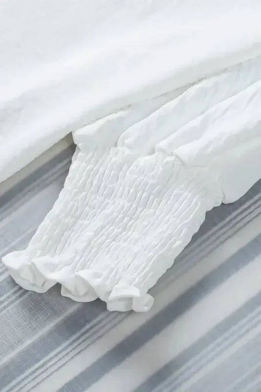 Green Smocked Wrist Shift Top - Fashionfitz