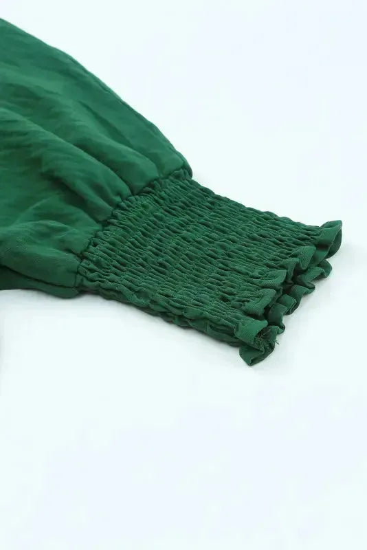 Green Smocked Wrist Shift Top - Fashionfitz