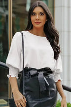 Green Smocked Wrist Shift Top - Fashionfitz