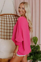 Green Smocked Wrist Shift Top - Fashionfitz