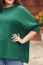 Green Smocked Wrist Shift Top - Fashionfitz
