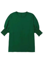 Green Smocked Wrist Shift Top - Fashionfitz