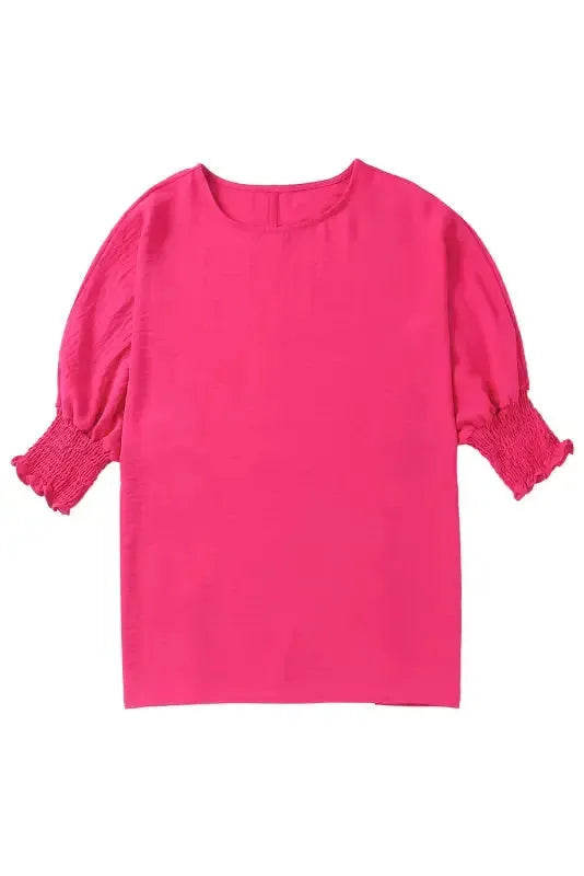 Green Smocked Wrist Shift Top - Fashionfitz