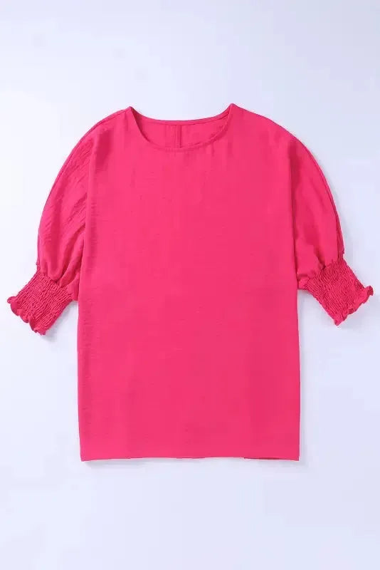 Green Smocked Wrist Shift Top - Fashionfitz