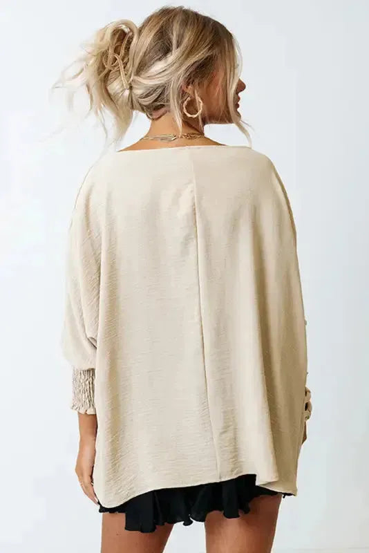 Green Smocked Wrist Shift Top - Fashionfitz