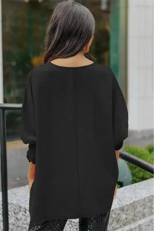 Green Smocked Wrist Shift Top - Fashionfitz