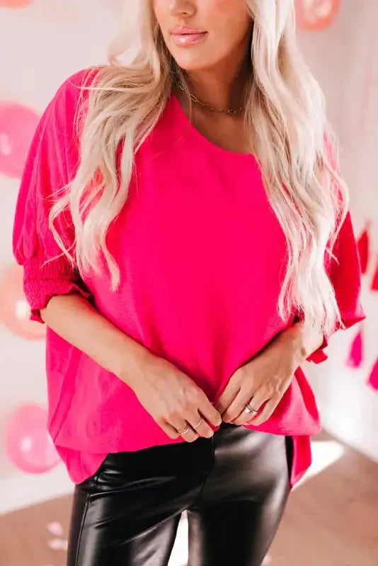 Green Smocked Wrist Shift Top - Fashionfitz