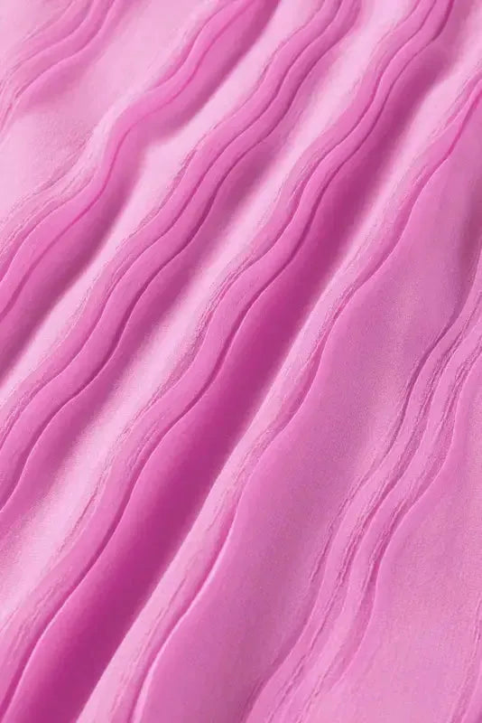 Green Striking Pleated Flared Cuff Long Sleeve Blouse - Fashionfitz