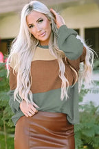 Green Stripe Textured Baggy Top - Fashionfitz