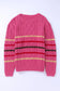 Green striped color block textured knit pullover sweater - sweaters & cardigans