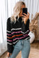 Green striped color block textured knit pullover sweater - sweaters & cardigans