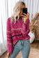 Green striped color block textured knit pullover sweater - sweaters & cardigans