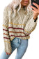 Green striped color block textured knit pullover sweater - sweaters & cardigans