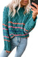 Green striped color block textured knit pullover sweater - sweaters & cardigans