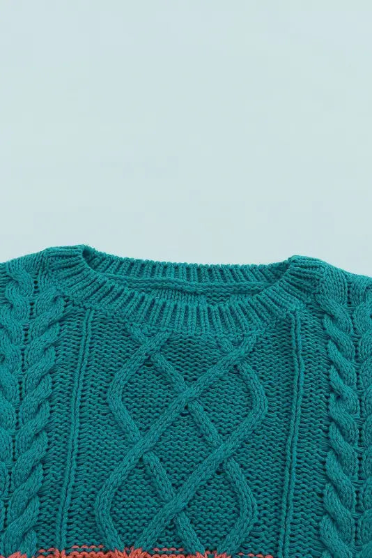 Green striped color block textured knit pullover sweater - sweaters & cardigans